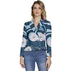 Flowers Pattern Floral Ocean Abstract Digital Art Women s Long Sleeve Revers Collar Cropped Jacket by uniart180623