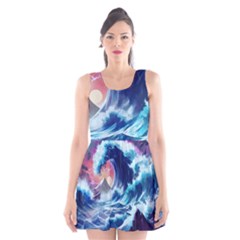 Storm Tsunami Waves Ocean Sea Nautical Nature Scoop Neck Skater Dress by uniart180623