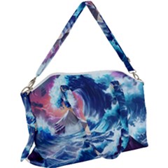 Storm Tsunami Waves Ocean Sea Nautical Nature Canvas Crossbody Bag by uniart180623