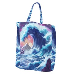 Storm Tsunami Waves Ocean Sea Nautical Nature Giant Grocery Tote by uniart180623