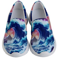 Storm Tsunami Waves Ocean Sea Nautical Nature Kids Lightweight Slip Ons by uniart180623