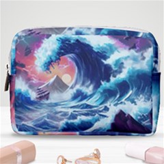 Storm Tsunami Waves Ocean Sea Nautical Nature Make Up Pouch (medium) by uniart180623