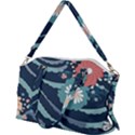 Waves Flowers Pattern Water Floral Minimalist Canvas Crossbody Bag View2