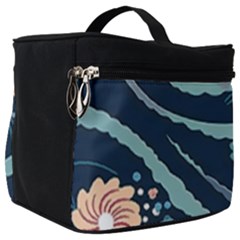 Waves Flowers Pattern Water Floral Minimalist Make Up Travel Bag (Big)