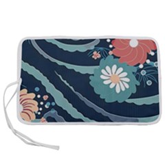 Waves Flowers Pattern Water Floral Minimalist Pen Storage Case (M)