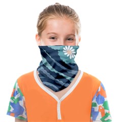 Waves Flowers Pattern Water Floral Minimalist Face Covering Bandana (kids) by uniart180623