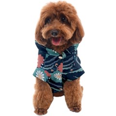 Waves Flowers Pattern Water Floral Minimalist Dog Coat by uniart180623