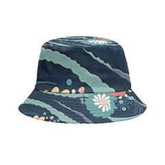 Waves Flowers Pattern Water Floral Minimalist Inside Out Bucket Hat by uniart180623