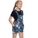 Waves Flowers Pattern Water Floral Minimalist Kids  Short Overalls View3