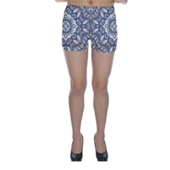 Flower Art Decorative Mandala Pattern Ornamental Skinny Shorts by uniart180623