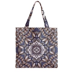 Flower Art Decorative Mandala Pattern Ornamental Zipper Grocery Tote Bag by uniart180623