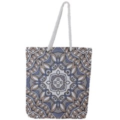 Flower Art Decorative Mandala Pattern Ornamental Full Print Rope Handle Tote (large) by uniart180623