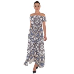 Flower Art Decorative Mandala Pattern Ornamental Off Shoulder Open Front Chiffon Dress by uniart180623