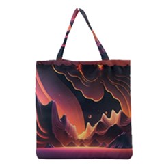 Fire Flame Burn Hot Heat Light Burning Orange Grocery Tote Bag by uniart180623