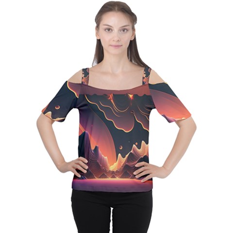 Fire Flame Burn Hot Heat Light Burning Orange Cutout Shoulder Tee by uniart180623