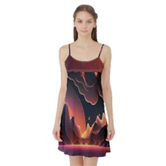 Fire Flame Burn Hot Heat Light Burning Orange Satin Night Slip by uniart180623