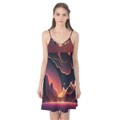 Fire Flame Burn Hot Heat Light Burning Orange Camis Nightgown  by uniart180623