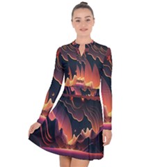 Fire Flame Burn Hot Heat Light Burning Orange Long Sleeve Panel Dress by uniart180623