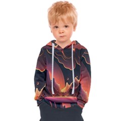 Fire Flame Burn Hot Heat Light Burning Orange Kids  Overhead Hoodie by uniart180623