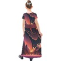 Fire Flame Burn Hot Heat Light Burning Orange Kids  Short Sleeve Maxi Dress View2