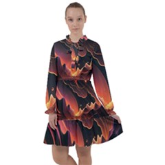 Fire Flame Burn Hot Heat Light Burning Orange All Frills Chiffon Dress by uniart180623