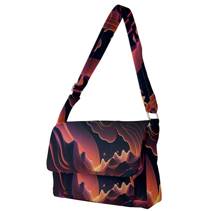 Fire Flame Burn Hot Heat Light Burning Orange Full Print Messenger Bag (L)