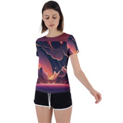 Fire Flame Burn Hot Heat Light Burning Orange Back Circle Cutout Sports Tee by uniart180623