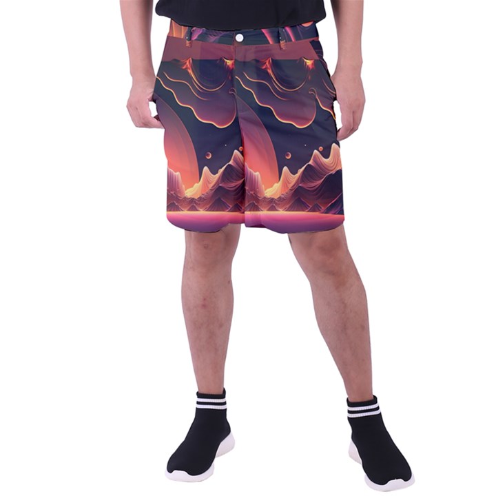 Fire Flame Burn Hot Heat Light Burning Orange Men s Pocket Shorts