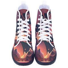 Fire Flame Burn Hot Heat Light Burning Orange Men s High-top Canvas Sneakers by uniart180623