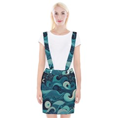 Waves Ocean Sea Abstract Whimsical Abstract Art Braces Suspender Skirt by uniart180623