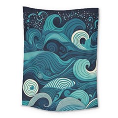 Waves Ocean Sea Abstract Whimsical Abstract Art Medium Tapestry by uniart180623