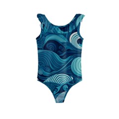 Waves Ocean Sea Abstract Whimsical Abstract Art Kids  Frill Swimsuit by uniart180623