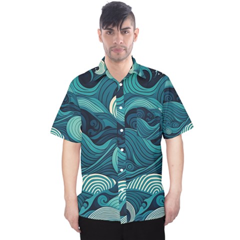 Waves Ocean Sea Abstract Whimsical Abstract Art Men s Hawaii Shirt by uniart180623