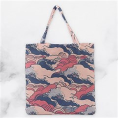 Waves Ocean Sea Water Pattern Rough Seas Grocery Tote Bag by uniart180623