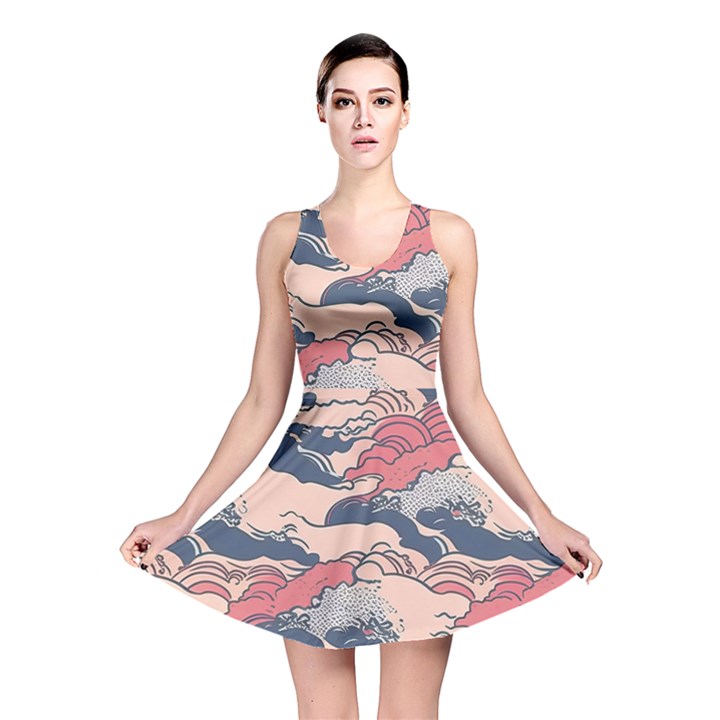 Waves Ocean Sea Water Pattern Rough Seas Reversible Skater Dress