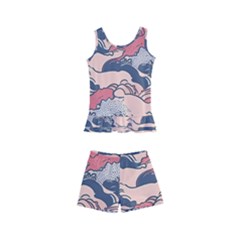 Waves Ocean Sea Water Pattern Rough Seas Kids  Boyleg Swimsuit by uniart180623