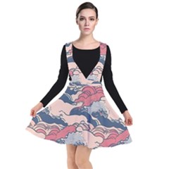 Waves Ocean Sea Water Pattern Rough Seas Plunge Pinafore Dress by uniart180623