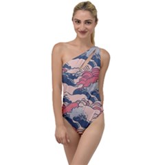 Waves Ocean Sea Water Pattern Rough Seas To One Side Swimsuit by uniart180623