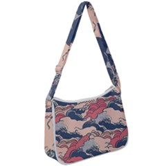 Waves Ocean Sea Water Pattern Rough Seas Zip Up Shoulder Bag by uniart180623