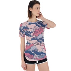 Waves Ocean Sea Water Pattern Rough Seas Perpetual Short Sleeve T-shirt by uniart180623