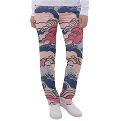 Waves Ocean Sea Water Pattern Rough Seas Women s Casual Pants by uniart180623