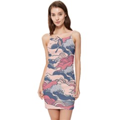 Waves Ocean Sea Water Pattern Rough Seas Summer Tie Front Dress by uniart180623