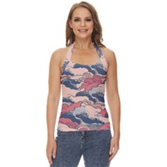 Waves Ocean Sea Water Pattern Rough Seas Basic Halter Top by uniart180623