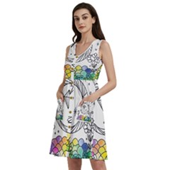 Rainbow Fun Cute Minimal Doodle Drawing Sleeveless Dress With Pocket by uniart180623