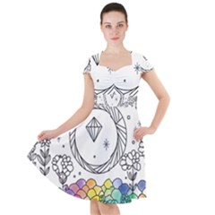 Rainbow Fun Cute Minimal Doodle Drawing Cap Sleeve Midi Dress by uniart180623