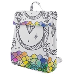 Rainbow Fun Cute Minimal Doodle Drawing Flap Top Backpack by uniart180623