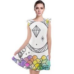 Rainbow Fun Cute Minimal Doodle Drawing Tie Up Tunic Dress by uniart180623