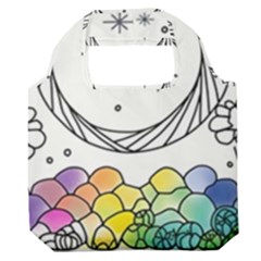 Rainbow Fun Cute Minimal Doodle Drawing Premium Foldable Grocery Recycle Bag by uniart180623