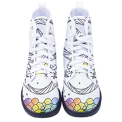 Rainbow Fun Cute Minimal Doodle Drawing Men s High-top Canvas Sneakers by uniart180623