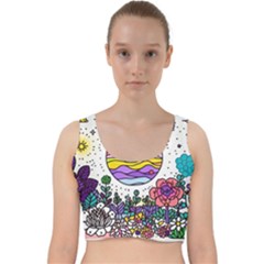 Rainbow Fun Cute Minimal Doodle Drawing Unique Velvet Racer Back Crop Top by uniart180623